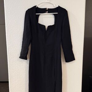 Zara Black 3/4 Sleeve Open Back Dress